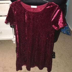 Red Crushed Velvet T-shirt Dress!